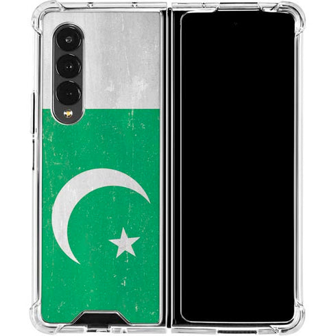 Pakistan Flag Distressed Galaxy Z Fold4 5G Clear Case